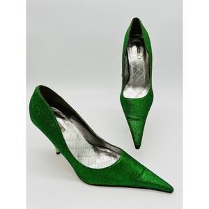 Michael Antonio Women's WICKED Green Glitter Heels Pointed Toe Sz 7 Costume